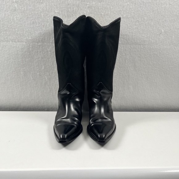 Via Spiga Ladies Italian Made Western Black Pull-on Boots Re-bottomed - Picture 2 of 12